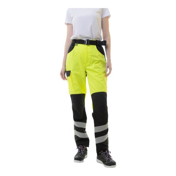 Брюки сигнальные женские Brodeks KS319, жёлтый, чёрный