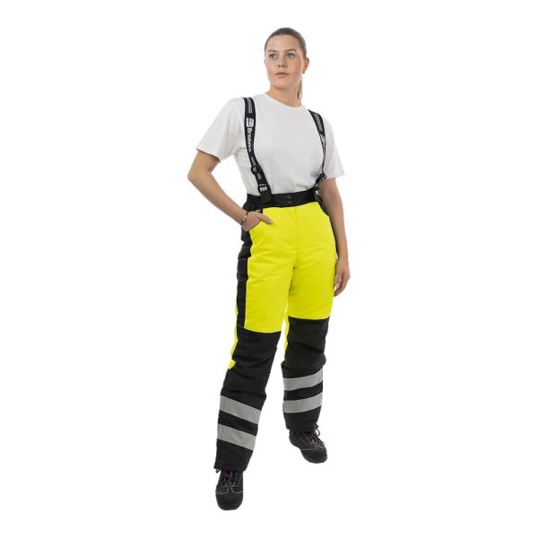 Брюки зимние сигнальные женские Brodeks KW330, жёлтый, чёрный