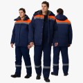 Костюм зимний мужской на пуговицах Квайл-2 СОП (тк.Смесовая,210) полукомбинезон, тёмно-синий, оранжевый
