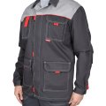 Костюм СИРИУС-ФАВОРИТ-ЛЮКС куртка, брюки, темно-серый с серым, 245 г/м2, 65%ПЭ, 35%ХБ