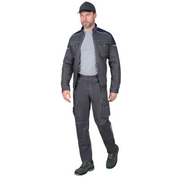 Костюм "Сириус-Джет", куртка, брюки, цвет тёмно-серый с синим, ткань стрейч с ВО