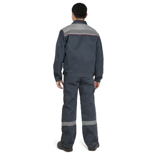 Костюм рабочий мужской Рассо Нова, куртка, полукомбинезон, цвет тёмно-серый с светло-серым