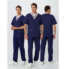 Костюм мужской Симпл-001 (тк.Смесовая,120) MedLine, т.синий/бежевый