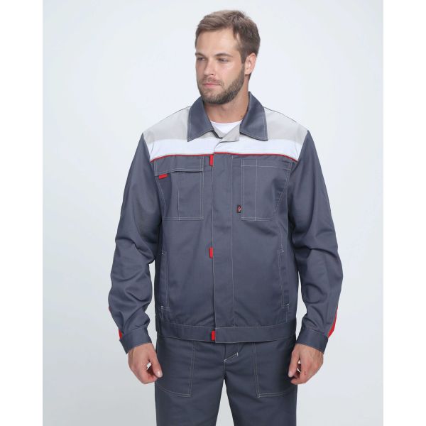 Костюм Фаворит-1 Премиум СОП IMP, ткань Смесовая, 240 г/м2, брюки, цвет тёмно-серый, серый, красный
