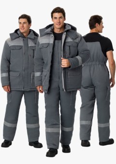 Костюм зимний мужской Нейч-2 СОП (тк.Смесовая,210) полукомбинезон, серый, светло-серый