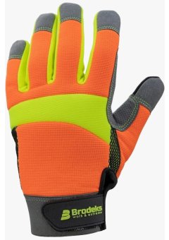 Перчатки Brodeks G-61, серый, оранжевый, жёлтый флуоресцентный