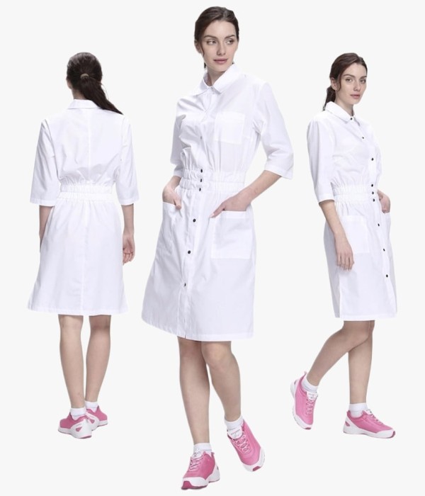Халат женский Симпл-004 (тк.Смесовая,120) MedLine, белый