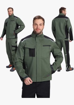 Куртка мужская ProfLineLeader (тк.Хлопок/Спандекс,260), хаки, чёрный