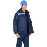 Куртка мужская зимняя рабочая "Сириус-Бригадир" с меховым воротником, синяя с васильковым и СОП
