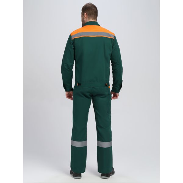 Костюм ИТР СОП IMP, ткань Саржа, 250 г/м2, полукомбинезон, цвет тёмно-зелёный, оранжевый