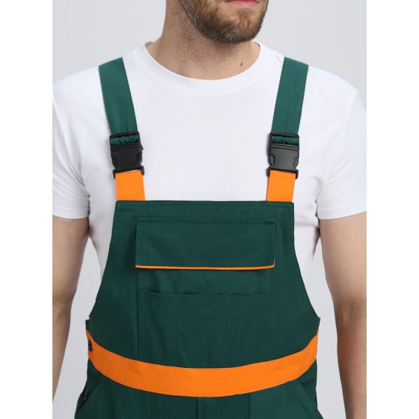 Костюм ИТР СОП IMP, ткань Саржа, 250 г/м2, полукомбинезон, цвет тёмно-зелёный, оранжевый