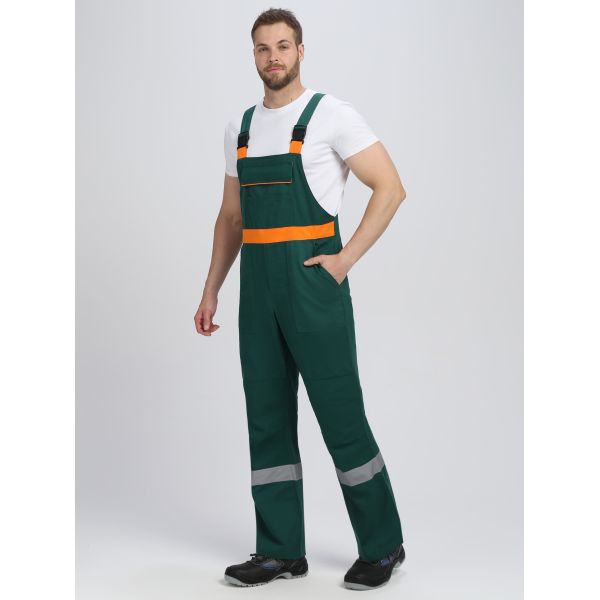 Костюм ИТР СОП IMP, ткань Саржа, 250 г/м2, полукомбинезон, цвет тёмно-зелёный, оранжевый