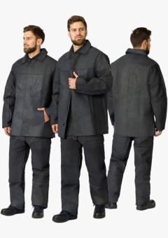 Костюм сварщика мужской цельноспилковый 2 кл. защиты (Спилок 0,9-1,2), чёрный