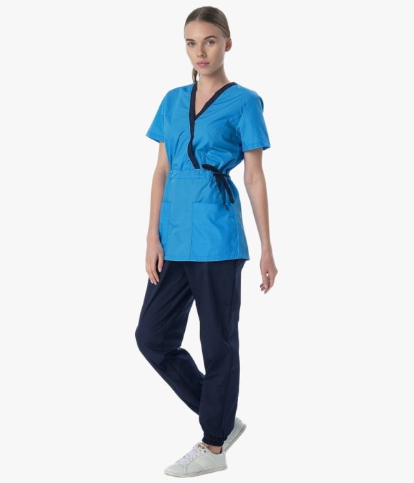 Костюм женский MedLine Арина (тк.Смесовая,120), тёмно-синий, ярко-голубой