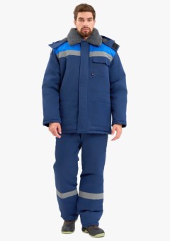 Костюм зимний мужской Квайл-1 СОП (тк.Смесовая,210) брюки, тёмно-синий, васильковый