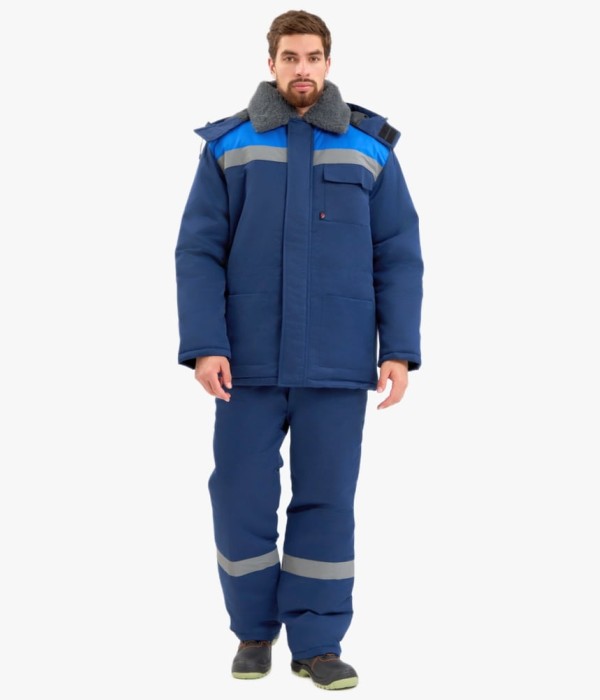 Костюм зимний мужской Квайл-1 СОП (тк.Смесовая,210) брюки, тёмно-синий, васильковый
