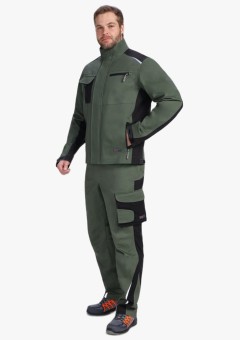 Костюм мужской ProfLineLeader-2 (тк.Хлопок/Спандекс,260) полукомбинезон, хаки, чёрный