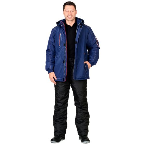 Куртка утеплённая мужская зимняя "Сириус-Алекс" с капюшоном, тёмно-синяя