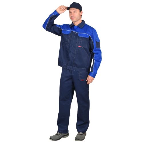Костюм "Сириус-Автомастер", куртка, полукомбинезон, цвет тёмно-синий с васильковым