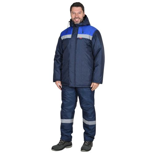 Костюм мужской утеплённый рабочий "Сириус-Рост-Норд", куртка, полукомбинезон, СОП 50 мм, цвет тёмно-синий с васильковым, ткань Оксфорд