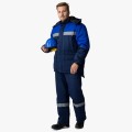 Костюм зимний мужской Баррик-2 СОП (тк.Смесовая,210) полукомбинезон, тёмно-синий, васильковый