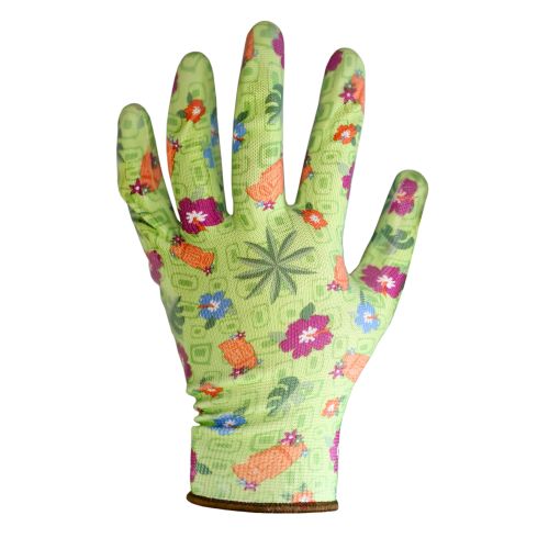 Перчатки Safeprotect САДОВЫЕ, нейлон, прозрачный нитрил, цвет зелёный