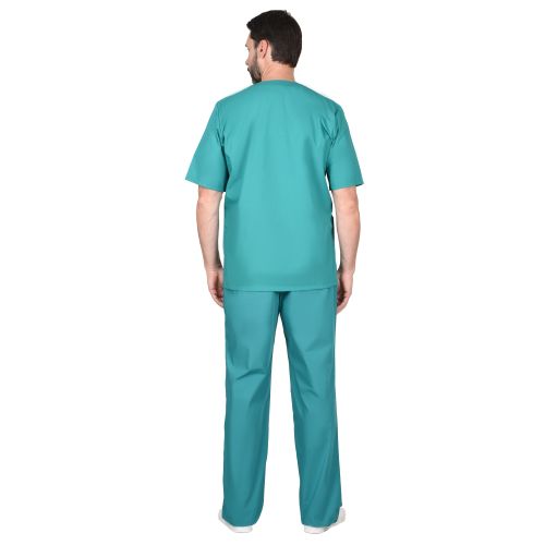 Костюм хирурга мужской универсальный, блуза, брюки, цвет зелёный
