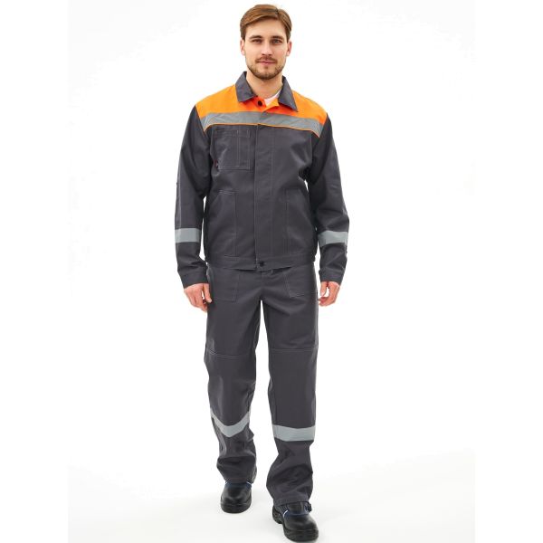 Костюм Липецк-2 СОП CH, ткань Смесовая, 280 г/м2, полукомбинезон, цвет тёмно-серый, оранжевый