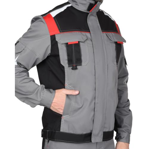 Куртка мужская рабочая летняя "Сириус-Стан" серая с чёрным