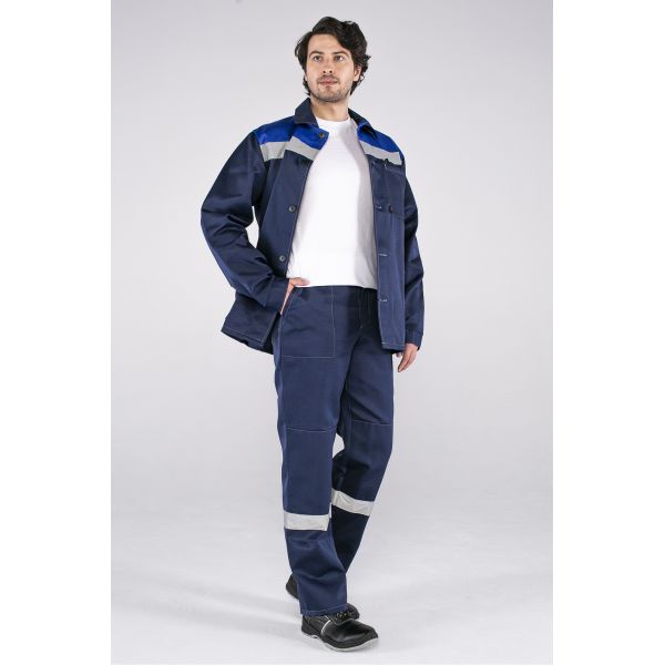 Костюм Стандарт СОП усиленный, ткань Смесовая, 210 г/м2, куртка, брюки, цвет тёмно-синий, васильковый