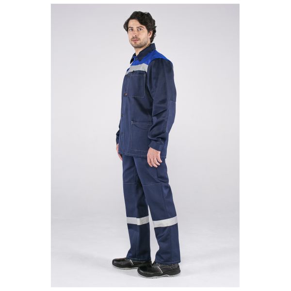 Костюм Стандарт СОП усиленный, ткань Смесовая, 210 г/м2, куртка, брюки, цвет тёмно-синий, васильковый
