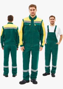 Костюм мужской Роба-2 СОП (тк.Смесовая,210) полукомбинезон, зелёный, жёлтый