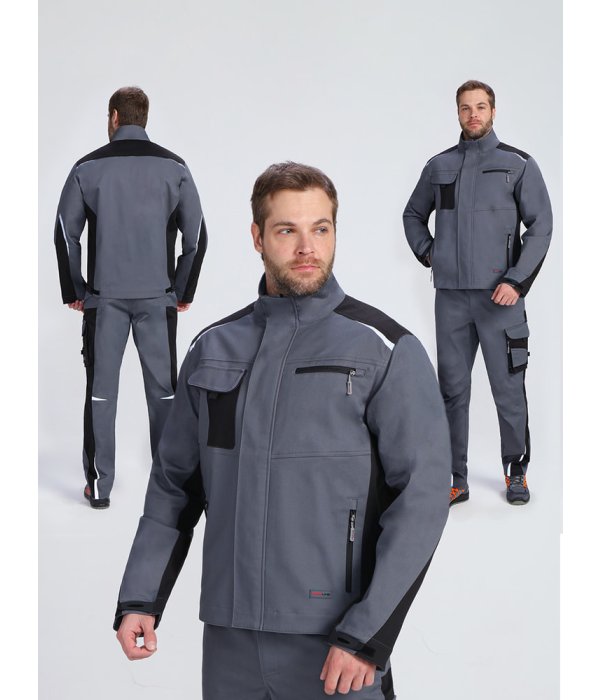 Куртка ProfLineLeader (тк.Хлопок/Спандекс,260), серый/черный