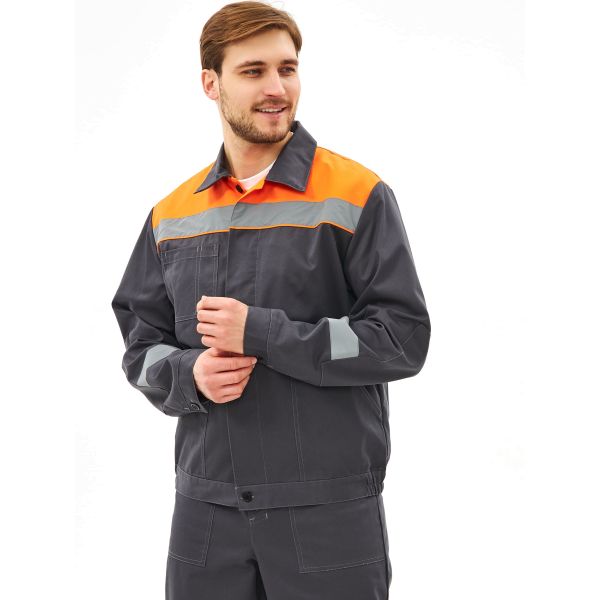 Костюм Липецк-2 СОП CH, ткань Смесовая, 280 г/м2, полукомбинезон, цвет тёмно-серый, оранжевый