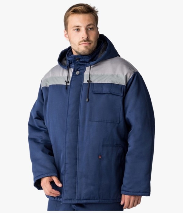 Куртка зимняя Экспертный-Люкс (тк. Смесовая, 210 гр/м2), тёмно-синий, серый