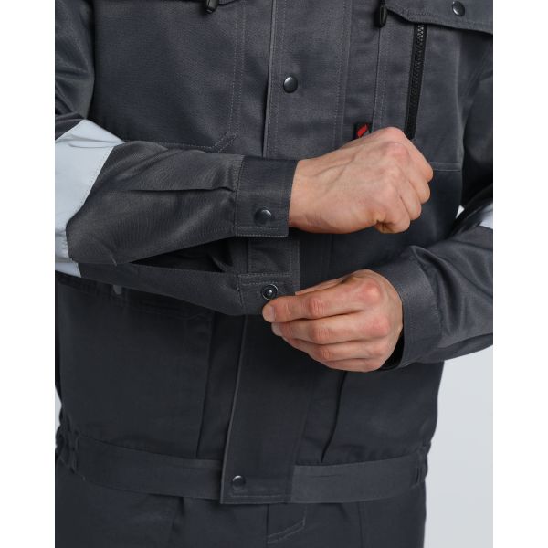 Костюм Титан СОП с капюшоном, ткань Смесовая, 210 г/м2, полукомбинезон, цвет тёмно-серый, светло-серый
