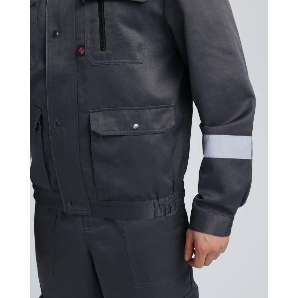 Костюм Титан СОП с капюшоном, ткань Смесовая, 210 г/м2, полукомбинезон, цвет тёмно-серый, светло-серый