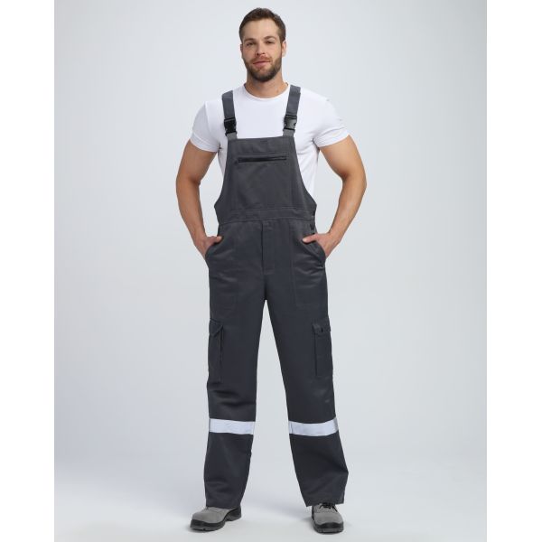 Костюм Титан СОП с капюшоном, ткань Смесовая, 210 г/м2, полукомбинезон, цвет тёмно-серый, светло-серый