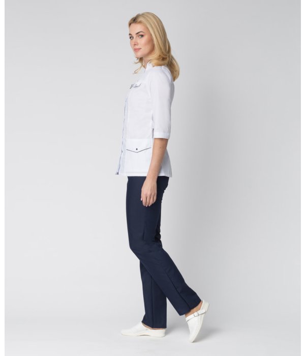 Костюм женский Ольга (тк.Смесовая,120), белый/т.синий
