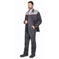 Костюм СИРИУС-ФАВОРИТ-ЛЮКС куртка, п/к, темно-серый с серым, 245 г/м2, 65%ПЭ, 35%ХБ