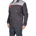 Костюм СИРИУС-ФАВОРИТ-ЛЮКС куртка, п/к, темно-серый с серым, 245 г/м2, 65%ПЭ, 35%ХБ