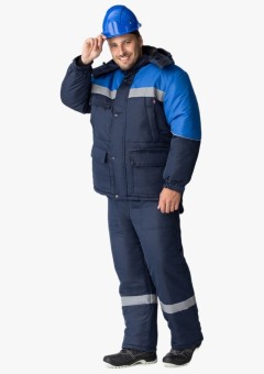 Костюм зимний мужской Баррик-2 СОП (тк.Таслан,135) полукомбинезон, тёмно-синий, васильковый