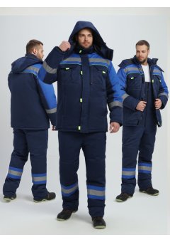Костюм зимний Бивек-2 СОП (тк.Смесовая,210) пк, т.синий/васильковый/лимонный