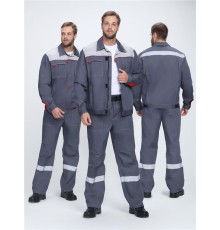 Костюм Фаворит-1 Премиум СОП IMP (тк.Смесовая,240) брюки, т.серый/серый/красный
