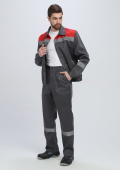 Костюм Лигор-1 СОП (тк.Смесовая,210) брюки, т.серый/красный