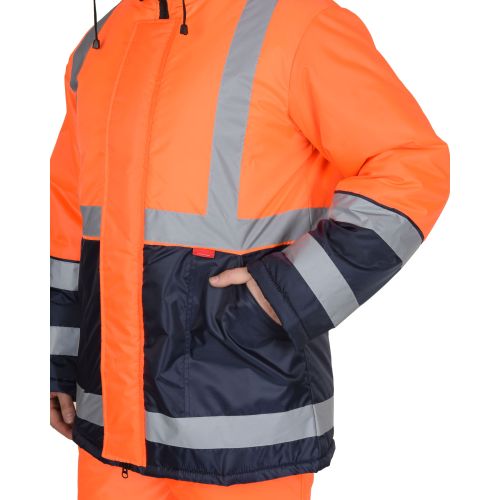 Костюм мужской зимний сигнальный "Сириус-Магистраль-3", куртка, полукомбинезон