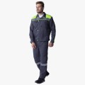 Костюм летний мужской Фаворит-2 СОП (тк. Смесовая, 210 гр/м2) полукомбинезон, тёмно-серый, лимонный