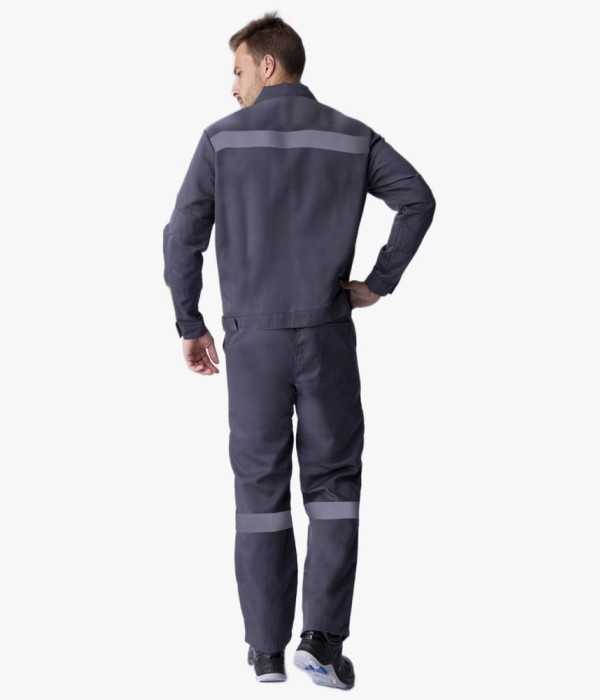Костюм летний мужской Фаворит-2 СОП (тк. Смесовая, 210 гр/м2) полукомбинезон, тёмно-серый, лимонный