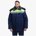 Костюм зимний мужской на пуговицах Квайл-1 СОП (тк.Смесовая,210) брюки, тёмно-синий, лимонный