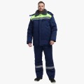 Костюм зимний мужской на пуговицах Квайл-1 СОП (тк.Смесовая,210) брюки, тёмно-синий, лимонный